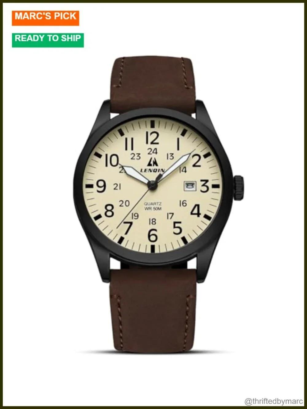Men's Stainless Steel Quartz Watch with Date and Expansion Band